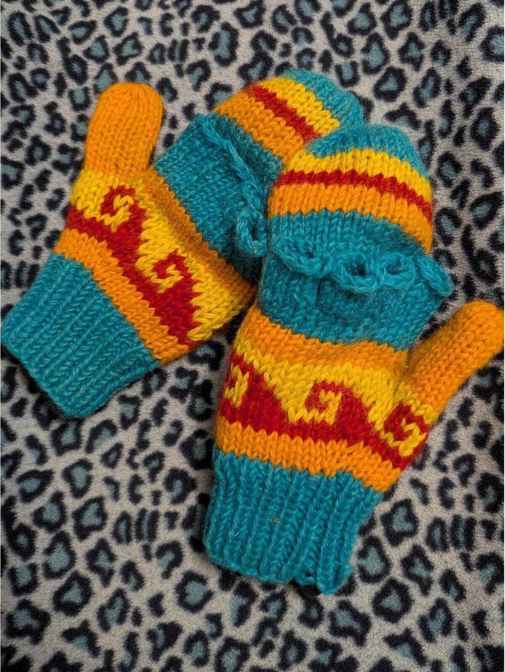 Mitten 'n Gloves Combo, black lining . colorful, fingertips free